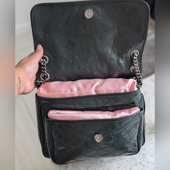 Niki Medium Flap YSL Shoulder Bag in Crinkled Leather - Picture 8 of 11